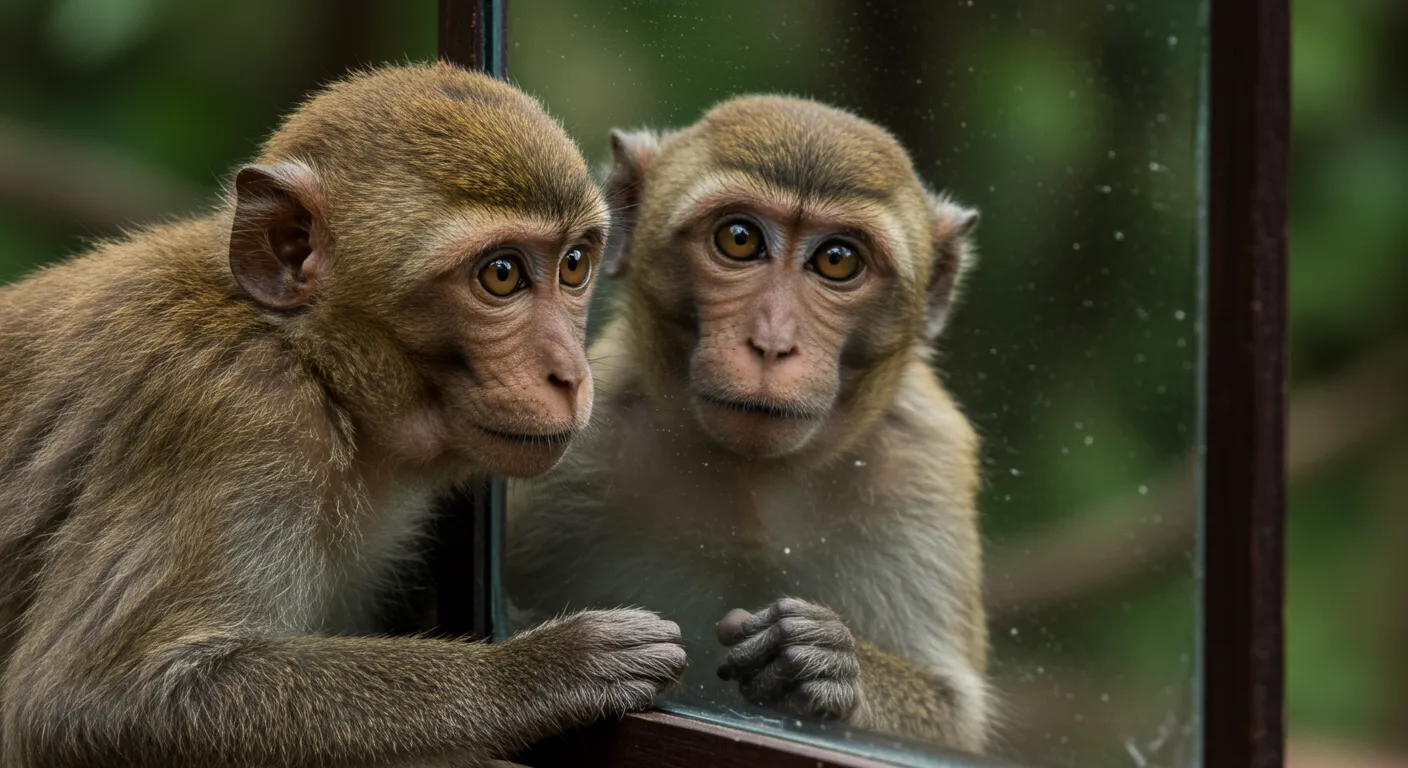 Macacos se reconhecem no espelho