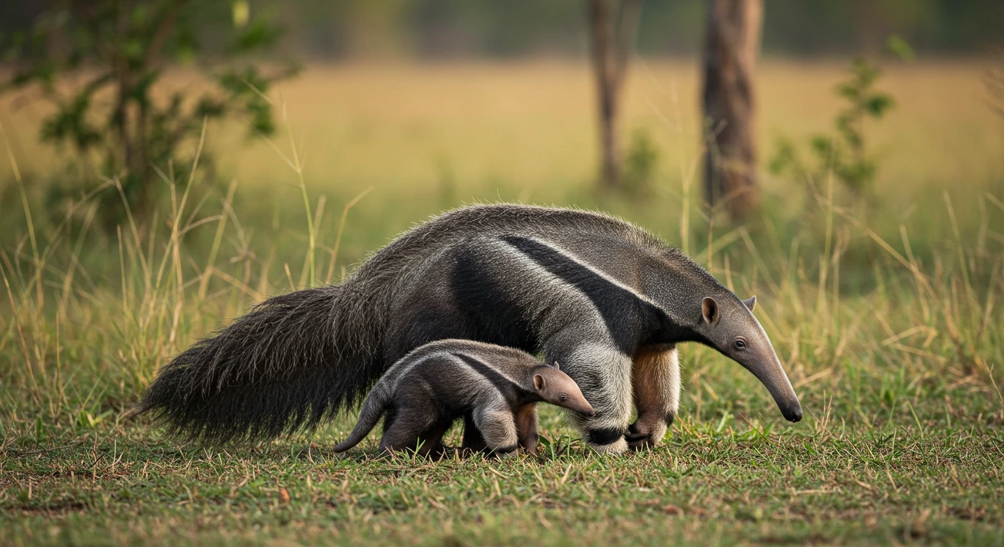 Tamandua Bandeira Com Filhote Tamandua Bandeira Com Filhote